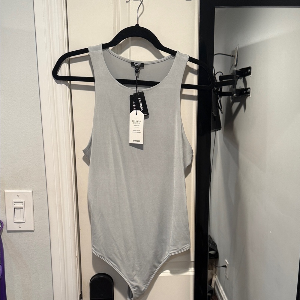 Express Scoop Neck Light Gray Bodysuit